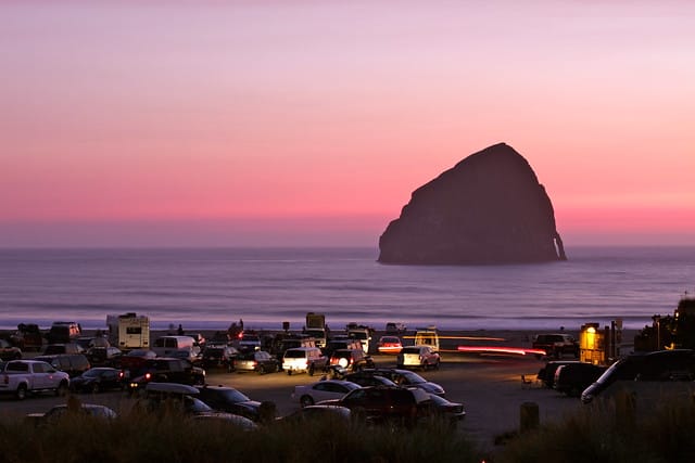 Pacific City at sunset